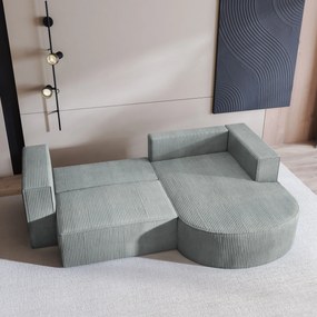 Masseno Narożnik SORELA z funkcją spania i pojemnikiem na pościel Narozniki L, Rozkładana sofa - Jasnoszary, POSO 55