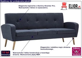 Trzyosobowa sofa pikowana ciemnoszara - Anita 3Q