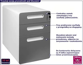 Biało-szary kontenerek z szufladami na klucz - Amaros