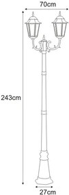 Czarna klasyczna stojąca lampa ogrodowa retro - S350-Nelmi