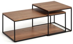 Brązowe stoliki z blatem w dekorze orzecha zestaw 2 szt. 50x100 cm Yoana – Kave Home