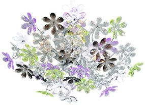 Lampa sufitowa chromowana z wielokolorowymi plastikowymi kwiatami 56 cm - Fiore Nowoczesny Oswietlenie wewnetrzne