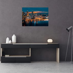 Obraz na szkle - miasto nocą (70x50 cm)