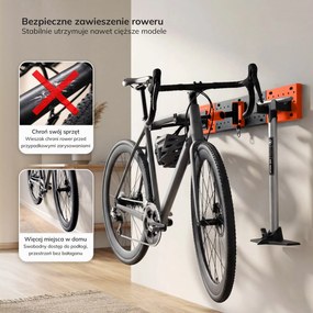 Wieszak na rower na ścianę 768 x 125 x 368 mm