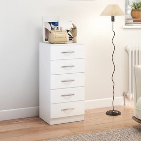 HOMCOM Komoda z 5 szufladami, komoda do ubrań i rzeczy, płyta wiórowa, biały