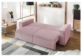 Jasnoróżowa sztruksowa rozkładana sofa 245 cm Nihad – Bobochic Paris