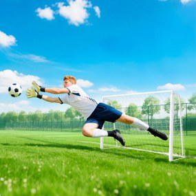 HOMCOM Bramka piłkarska dla dzieci, oznaczenie celu, amortyzujące tuleje, ogród, 186x123cm, biały