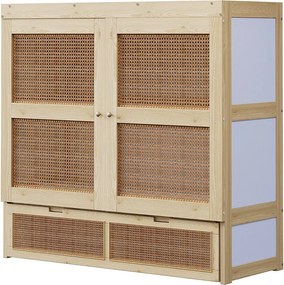 Łóżko chowane w zabudowie 140 x 200 cm - z 2 szufladami - z stelażem lamelowym - naturalny​ (materac nie jest wliczony w cenę)