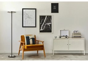 Czarna lampa stojąca LED ze ściemniaczem i szklanym kloszem (wysokość 180 cm) Dent – Fischer &amp; Honsel