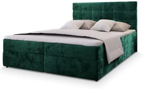 Tapicerowane łóżko boxspring GLORIEN WELUR 180x200 cm ciemnozielone Materac: Matrace Bonell pružinová