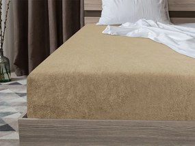 PrzytulneMieszkanie.pl Frotowe prześcieradło beżowe 90 x 200 cm