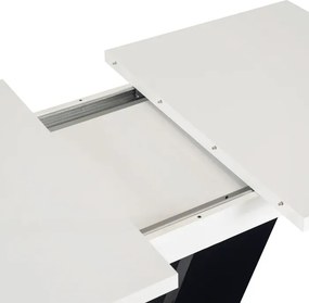 Stół Prostokątny Rozkładany CLARK 120-160 cm Czarny/Biały Połysk Glamour