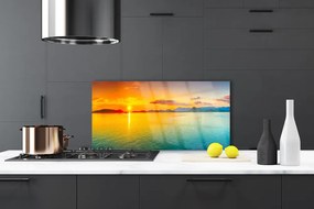 Szkło do Kuchni na Ścianę Blask Słońca na Morskiej Tafli