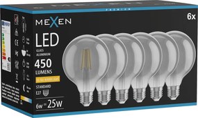 Mexen Vintis 6x żarówka filament LED E27, G95, 6W, Ciepła - 2200K, 450 lm, smoke - L157-E27-0622-70x06