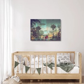 Obraz na szkle - miasto w przyszłości (70x50 cm)