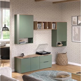 Ściana w salonie zielony 80x40x50 wido