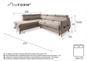 Beżowy rozkładany narożnik (lewostronny) Sweet Harmony – Miuform