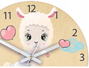 Zegar na ścianę cichy do pokoju dziecięcego drewniany nowoczesny owieczka