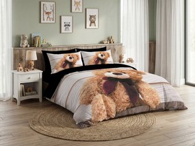 PrzytulneMieszkanie.pl PrzytulneMieszkanie.pl Pościel 3D z mikrofibry NIEDŹWIADEK Z KOKARDKĄ kremowa