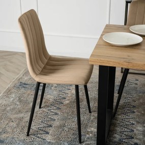 Krzesło Tapicerowane do Jadalni IBIS Beżowe Welurowe Nowoczesne Loft
