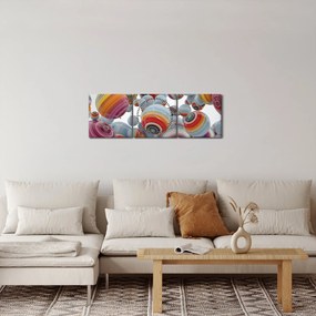 Obraz malowanych kulek (z zegarem) (90x30 cm)