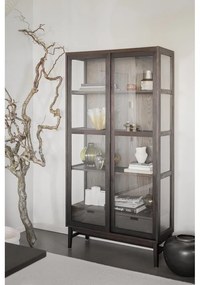 Brązowa witryna w dekorze dębu z drzwiami przesuwnymi 100x203 cm Hazelton – Rowico