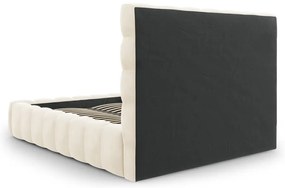 Beżowe tapicerowane łóżko dwuosobowe ze schowkiem i stelażem 140x200 cm Bali – Cosmopolitan Design