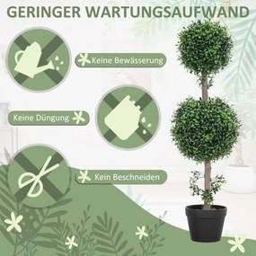 HOMCOM Zestaw 2 Sztucznych Roślin, Sztuczne Drzewka Bukszpanowe, UV-chronione, z Doniczką, Zielony