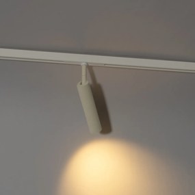 Nowoczesny reflektor Slimline Uzzy w kolorze beżowym i białym do systemu szynowego jednofazowego