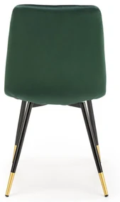 K438 krzesło ciemny zielony, glamour, klasyczny, tkanina velvet, pikowane