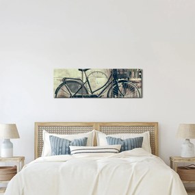 Obraz - Vintage rower z kwiatami (z zegarem) (90x30 cm)