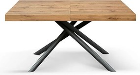 Stół drewniany, wykończenie dębowe, podstawa metalowa w kolorze antracytowym, 180×90–260×90 - CARRARA
