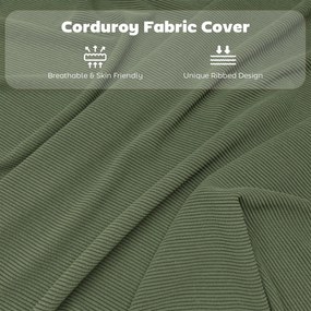 HOMCOM Zestaw 4 tapicerowanych krzeseł składanych, składane krzesła z obiciem ze sztruksu, oparcie, rama metalowa, zielone | Aosom PL