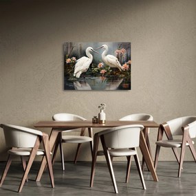 Obraz na szkle - Białe żurawie (70x50 cm)