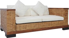 Sofa dwuosobowa - rattan + brąz G6-G54