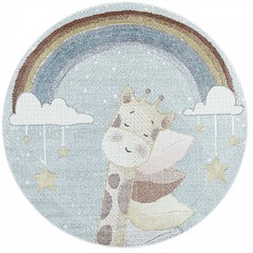 Dywan dziecięcy Lucky Śpiąca Żyrafa na chmurkach 120 cm x 120 cm koło