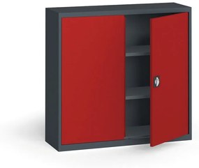 Szafa metalowa, 1150 x 1200 x 400 mm, 2 półki, antracyt/czerwona