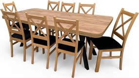 Zestaw Stół rozkładany Zaowal 90x90/190 cm + 8 Krzeseł Dąb Craft + Velvet + nogi drewniane Y