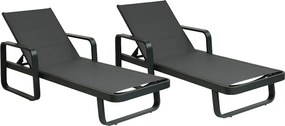 Zestaw 2 leżaków z aluminium i textylenu - Antracytowy - KILA od MYLIA