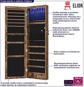 Industrialna ścienna szafka na biżuterię z led rustyklany brąz Z9-Z73