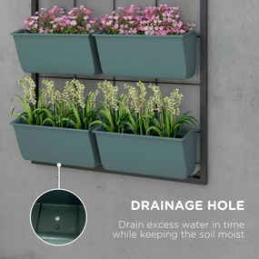 Outsunny Stolik na kwiaty z 8 skrzynkami do sadzenia, stosowalny, odporny na warunki atmosferyczne, 52,5 x 14 x 90 cm, Szary + Czarny