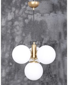 Lampa wisząca w biało-złotym kolorze ze szklanym kloszem ø 15 cm Hector – Squid Lighting