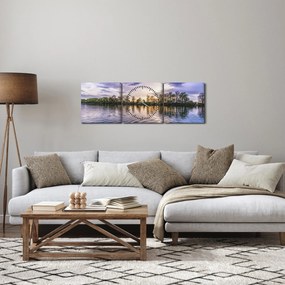 Obraz jeziora (z zegarem) (90x30 cm)