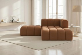 Szezlong z pufą Grand, tkanina Salvador, Ciemnobrązowy, Prawy