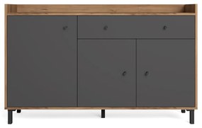 Szara niska komoda w dekorze orzecha 132x84 cm Malta – Marckeric