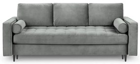 Jasnoszara aksamitna rozkładana sofa Milo Casa Santo