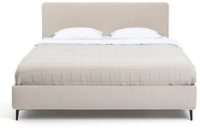 Beżowe tapicerowane łóżko dwuosobowe ze stelażem 160x200 cm Noira Slim – Bonami Selection
