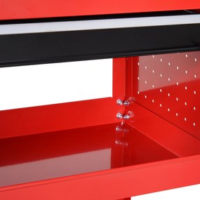 HOMCOM wózek narzędziowy czerwony 3 półki 4 kółka 82x35x76cm organizacja warsztatu | Aosom PL