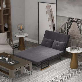 HOMCOM Sofa rozkładana 2 osobowa z Poduszkami Komfortowa i Funkcjonalna Maksymalne obciążenie 120kg 102x73x81cm Ciemnoszara | Aosom PL