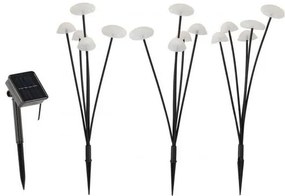Aldotrade Lampa solarna Grzybki, zestaw 3 szt., wys. 43 cm, 15 LED, ciepła biała